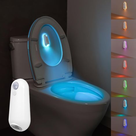 Lampe de toilette avec détecteur de mouvement, 8 couleurs changeantes, veilleuse LED rechargeable avec projection d'étoiles, veilleuse pour salle de bain, cadeau amusant pour femmes, hommes (1/5)