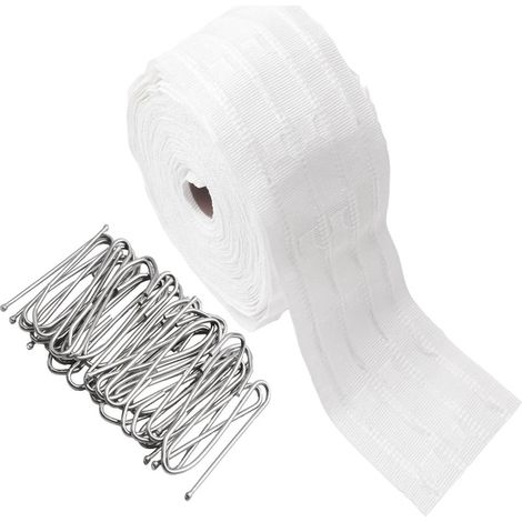 Accessoires pour rideaux, ruban pour rideaux, 10 mètres, crochets, 50 pièces, en stock.