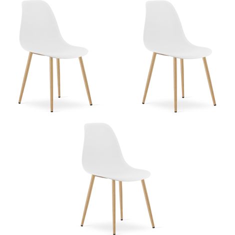 Chaise WAT blanche / pieds naturels x 3 (1/5)