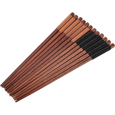 Lot de 6 paires de baguettes en bois, réutilisables et compatibles lave-vaisselle, antidérapantes (1/5)