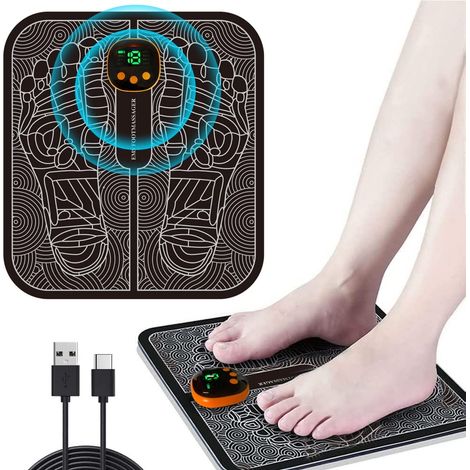 EMS Appareil de massage électrique pour les pieds, masseur de pieds électrique, 8 modes, 19 fréquences réglables