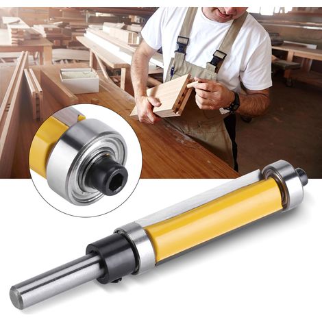 Fraise de défonceuse à roulement supérieur et inférieur 1-1/2" H, manche 1/4" pour travail du bois (1/5)