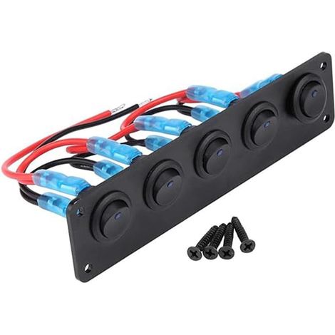 KCD2-102N-BU-XBZ Panneau de Commutation à 5 Gangs, 12 V CC Rond 20 A, 3 Broches Marche/arrêt SPST Bleu, Commande LED pour Voiture ou Bateau (1/5)