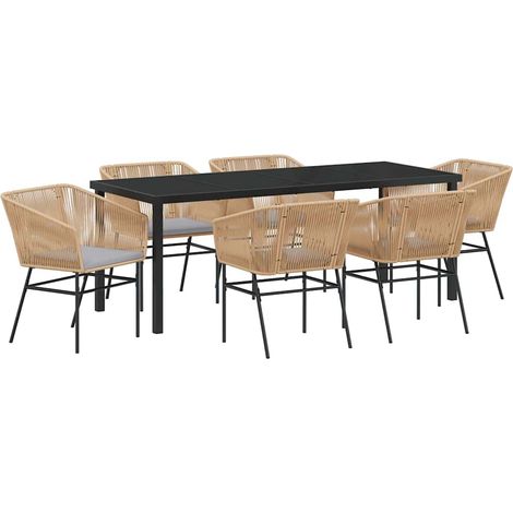 Maison Exclusive - Set da Pranzo per Giardino con cuscino 7 pcs Marrone