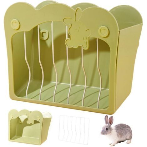 Mangeoire à foin lapin , suspendu ratelier foin lapin,sac Distributeur de foin lapin nain, pour Petits Animaux Lapins, Lapins Nains, Cochons d'Inde (Vert,202512.5cm) (1/4)