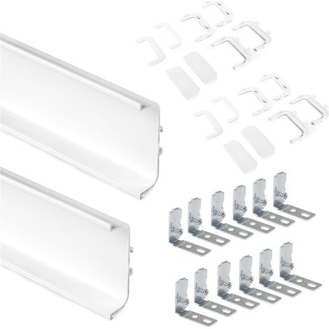 Emuca Kit di 2 profili centrali Gola per mobili da cucina, lunghezza 2,35m, con accessori, Alluminio, Verniciato bianco