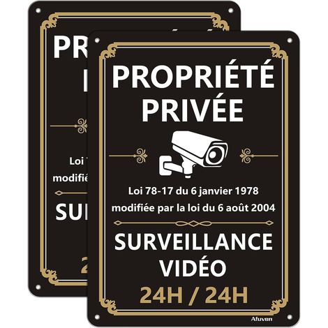 2 Pièces Panneau Propriété privée sous Surveillance vidéo 24H /24 25 x 18cm Aluminium Panneaux d'avertissement de Protection UV Très Résistant en Extérieur, pour Les Zones extérieures et intérieures (1/5)
