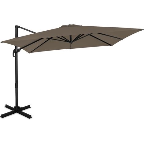 VONROC Freitragender Premium Sonnenschirm Pisogne 300x300cm – Robuster Sonnenschirm – Um 360° drehbar – Neigbar – UV-beständiges Segeltuch – Taupe– Inklusive Schutzhülle