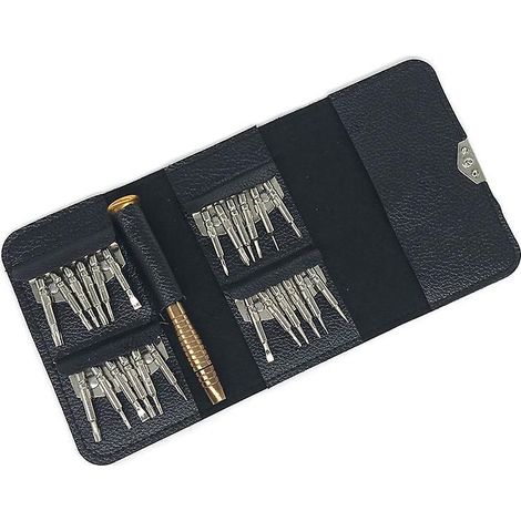 tournevis Prcision Mini 25 En 1 Kit De Tournevis Prcision Outils De Rparation, Tournevis Outils Set Tui En Cuir Pour Iphone, Portable, Laptop, Mon (1/5)