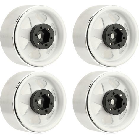 Stück Beadlock-Felgen mit Offset – 8,9 mm Hohlmetallnabenfelgen für Axial SCX10 90046, 1,9 Zoll, Weiß (1/5)