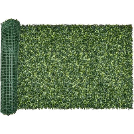 Mur Végétal Artificiel, 300x150 cm, Panneau Mural Décoratif Herbe de Milan Emboîtable, pour Décoration Intérieure et Extérieure, Couverture de Clôture Intimité en Lierre, Brise-vue Mural Jardin (1/5)