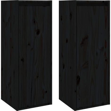 Maison Exclusive - Pensili 2 pz Neri 30x30x80 cm in Legno Massello di Pino