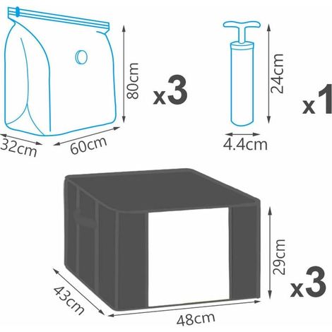 Lot de 7 sac de rangement sous vide Non Tisse XXL gris (SKU produit : 91733302 SKU Offre : 423LIU2) (1/3)