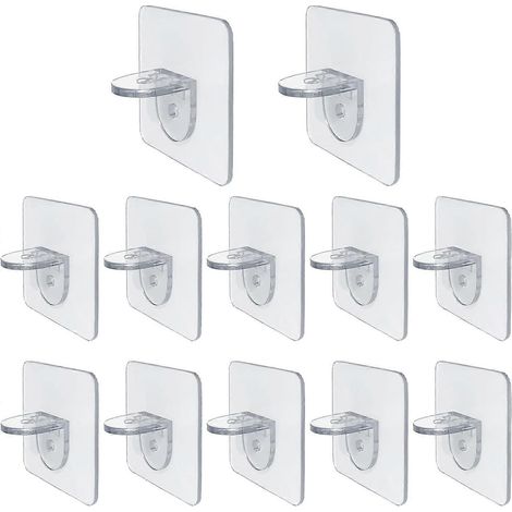 (Équerre de séparation standard 66 mm) 12 équerres de fixation transparentes, équerres de fixation autocollantes, équerres murales adhésives sans perçage (1/4)