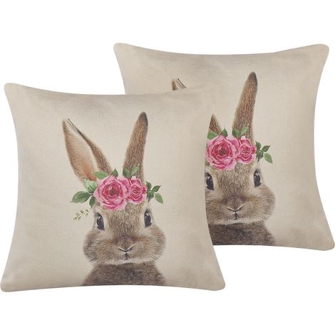 Conjunto de cojines decorativos cuadrados de algodón gris pardo con estampado de animales 45 x 45 cm decoraciones de Pascua Tulipa