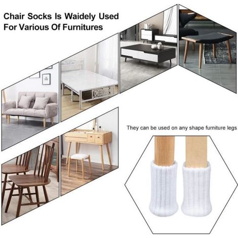 Chaussette Chaise - Non spécifié - 24pcs - Antidérapants - Lavables - Protection Sols (1/4)