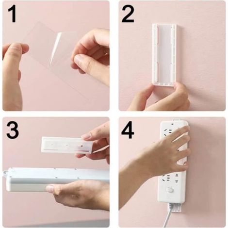 Support de prise - Adhésif - 8 pièces - PVC - Intérieur - Fixation adhésive (1/4)