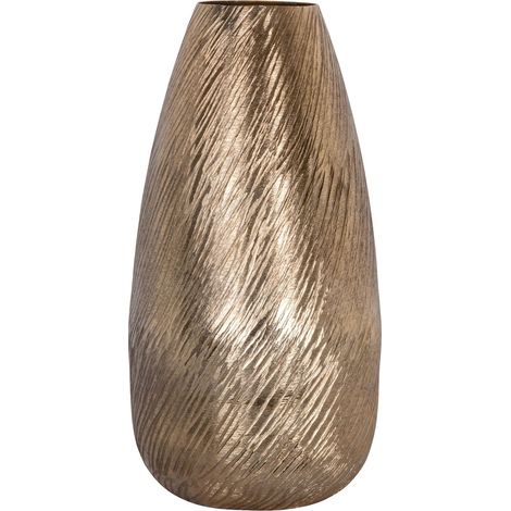 Vase doré élégant en aluminium touche chic pour votre intérieur - doré finition texturée (1/3)