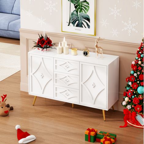 Aparador almacenamiento 3D con cajones y puertas blanco OKMYHOME (1/5)