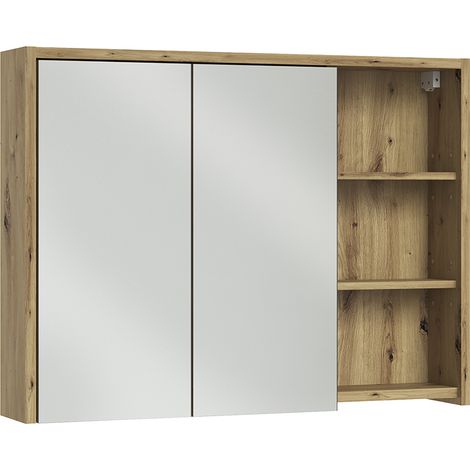Armario con espejo para baño Viola, Cachemira/Roble artesanal, 100 x 75 cm, Vicco (1/5)