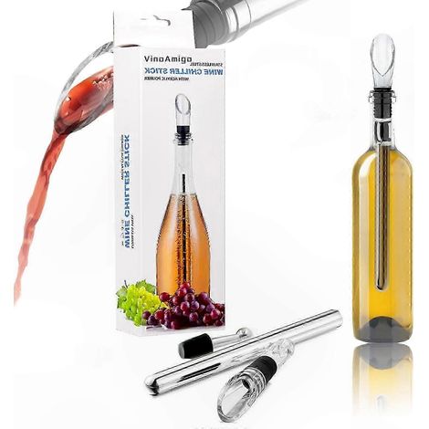 Tige de refroidissement pour vin en acier inoxydable, bâton réfrigérant réutilisable et portable pour rafraîchir rapidement votre bouteille, accessoire de sommelier idéal. (1/5)