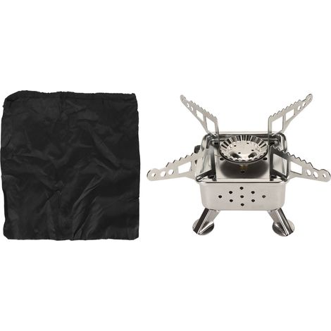 Mini réchaud de camping pliable, sûr et efficace, en acier inoxydable résistant à la chaleur, pour vos déplacements en extérieur. (1/5)