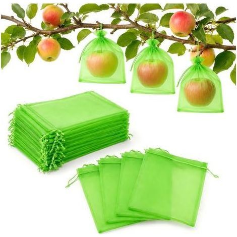 Fruit Protection Bag 50 Pieces, Green Organza Bags 15 x 20 cm, Grape Bag, Fruit Nets with Drawstring to Protect Against Wasps Birds and Other Insects (1/5)