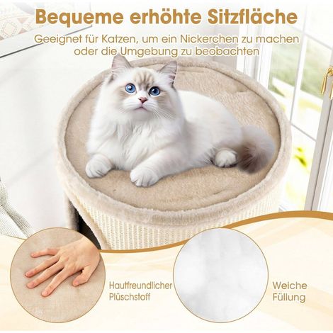 Beige Multi-Level Cat House with Sisal Scratching Pad (1/5)