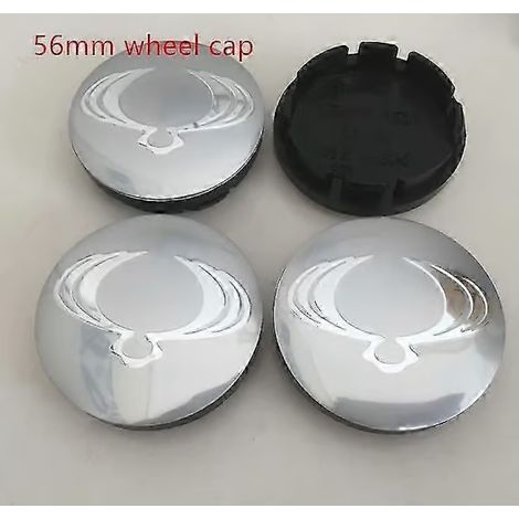 Lot de 4 cache-moyeux de roue Ssangyong (56 mm et 60 mm) avec emblème et protection anti-poussière. Accessoires de style automobile. Cache-moyeu argenté de 56 mm. (1/5)