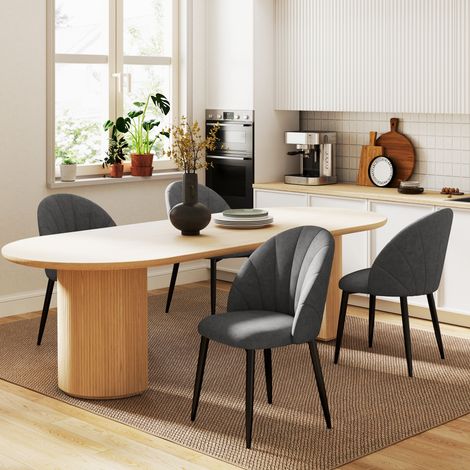 Ensemble de 4 chaises à manger, sans accoudoirs, pieds en acier, chaises de cuisine en velours, gris (1/5)
