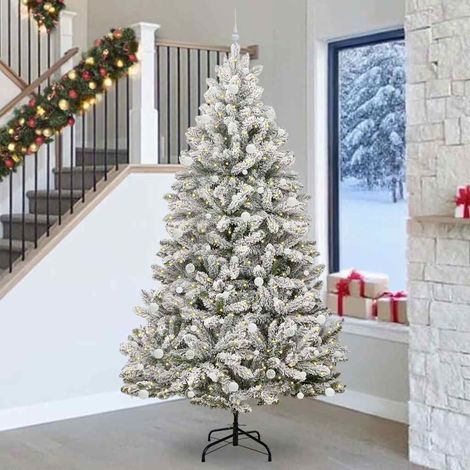 Künstlicher Weihnachtsbaum Grün und Weiß 270 cm PVC und Metall