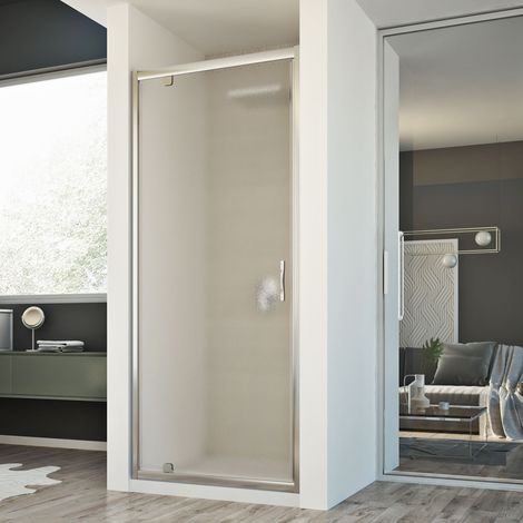Idralite – Porte de douche pivotante 75 cm – Verre opaque 6 mm – Hauteur 198 cm – Aluminium anodisé chromé – Ouverture à gauche/droite