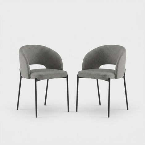 Lot de 2 chaises de cuisine design en tissu avec pieds en métal Siena - Gris clair (1/5)