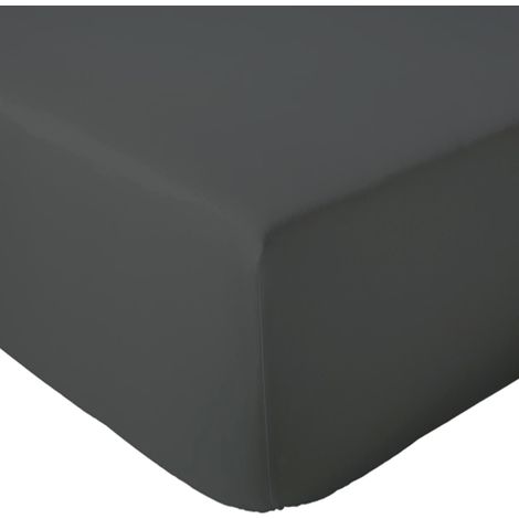 Drap housse en percale de coton uni PASSION PERCALE Bonnet de 40 cm 90x190 cm (1/5)