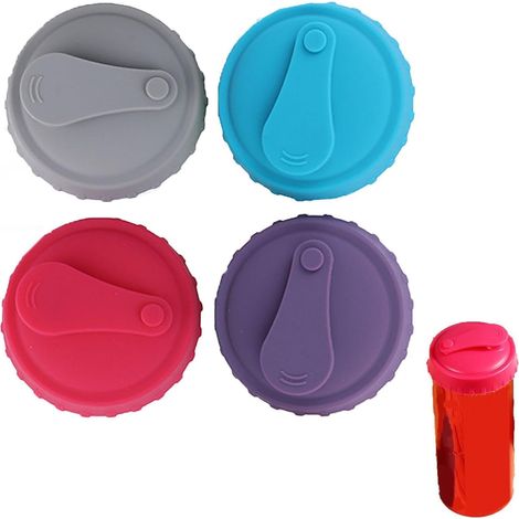 Lot de 4 couvercles en silicone réutilisables pour canettes de soda ou de boisson.-AquaForge (1/5)