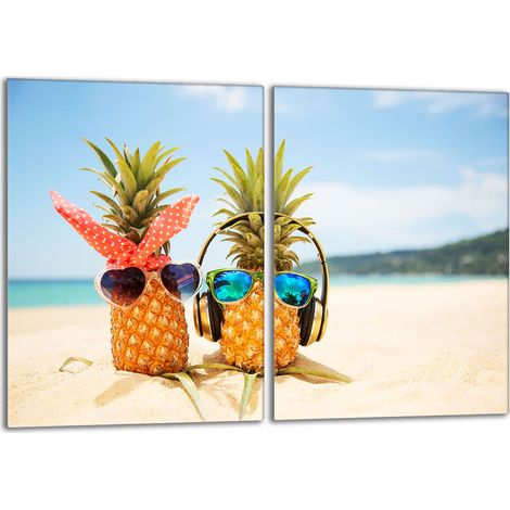 Glas-Herdplattenschutz 2x40x52 Ananas (1/5)