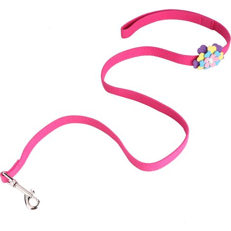 Laisse de traction pour chiot en corde à motif floral (rose rouge) (1/5)