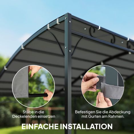 Toile de remplacement pour pergola 3x3 m, bâche de toit terrasse 298x293 cm, gris foncé (1/4)