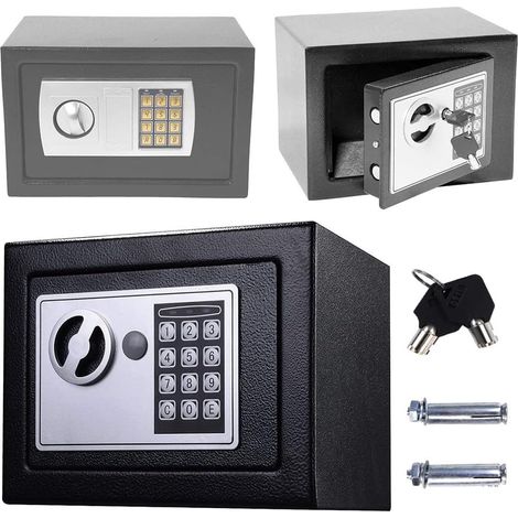 Petit coffre-fort électronique, coffre-fort numérique domestique, équipé de 2 clés d'urgence, mécanisme de verrouillage à double boulon, adapté au stockage de munitions, armes, espèces, bijoux, docume