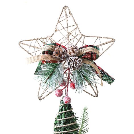 Étoile de Noël décorative pour sapin - Étoile en métal doré pailleté - Convient aux sapins de Noël de taille standard (1/5)