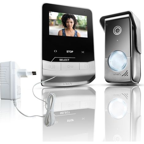 SOMFY 1870535 - Visiophone V100 + pour piliers étroits - Moniteur Écran 4,3 Pouces