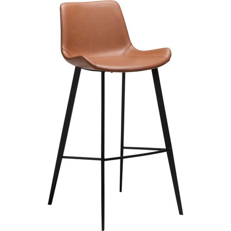 Hype Dan-Form Barhocker PU-Kunstleder cognacfarben.