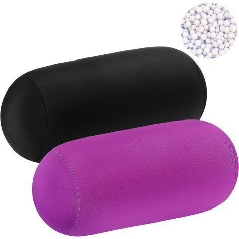 Lot de 2 oreillers cylindriques à microbilles (30 x 16 cm) pour un sommeil réparateur à la maison et en voyage. Soutien optimal pour la nuque, la tête et le dos.-AquaForge (1/5)