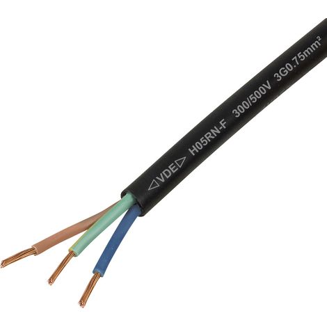 TRU COMPONENTS TC-13389180 Gummischlauchleitung H05RN-F 3 G 0.75 mm² Schwarz 50 m