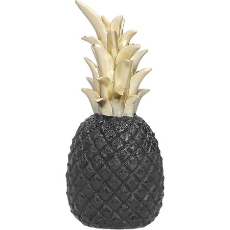 Ananas artificiel en résine, décoration pour la maison, style nordique, noir et or, taille moyenne. (1/5)