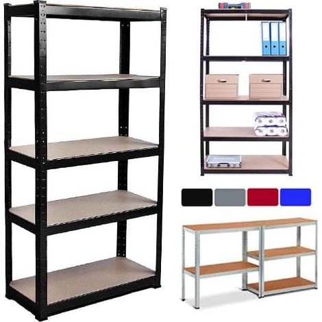 Metal Storage Shelves, 150cm x 70cm x 30cm, Black 5 Tier (175KG Per Shelf), 875KG Capacity Garage Shed Workshop Kitchen Heavy Duty Racking Storage Shelving Unit