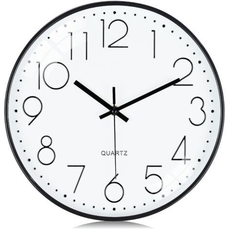 Orologio da parete 3D da 30 cm, numeri neri, design moderno, silenzioso, senza ticchettio, facile da leggere, decorativo per cucina, camera da letto, ufficio (1/5)