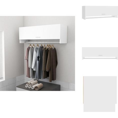 Kleiderschrank Weiß 100x32,5x35 cm Holzwerkstoff - Schrank - Weißer Schrank - Garderobe - Kleiderschrank - Kommode (1/5)