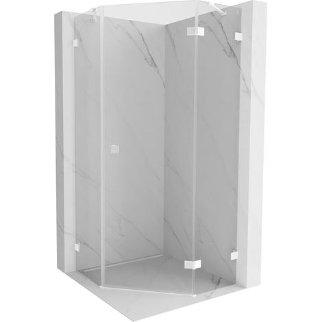 Mexen Lunar Fünfeck-Duschkabine rechts angeschlagen 80 x 80 cm, transparent, weiß - 831-080P-080L-20-00-P (1/5)