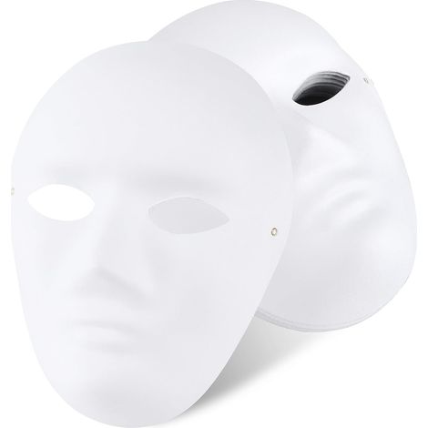 Set di 10 maschere di carta bianche dipingibili, maschere fai da te in polpa di carta dipinte per Halloween e Carnevale. (1/5)